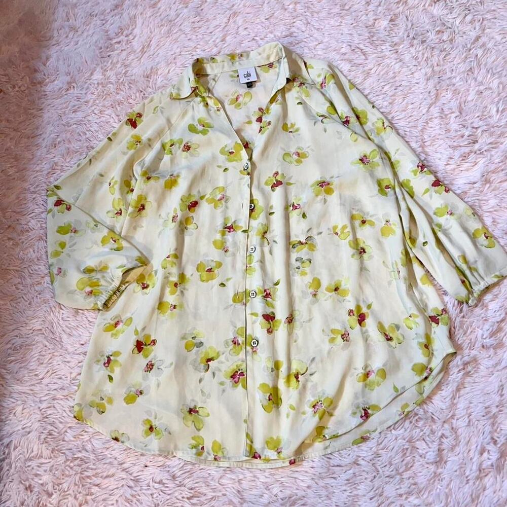 Cabi Floral Cottage Core Boho Hobbit Earthy Whimsical Classic Tailored‎ Blouse